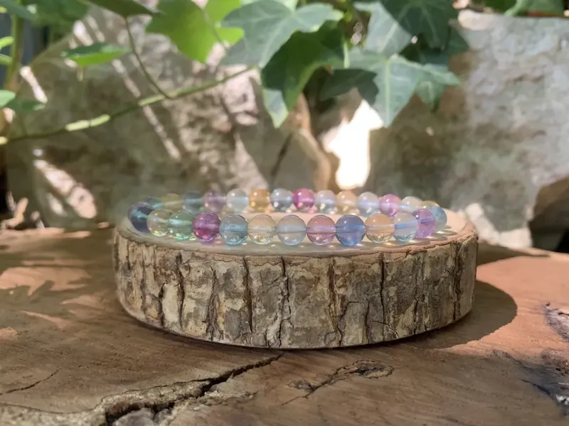 Bracelet Fluorite multicolore naturelle AAA — Chine