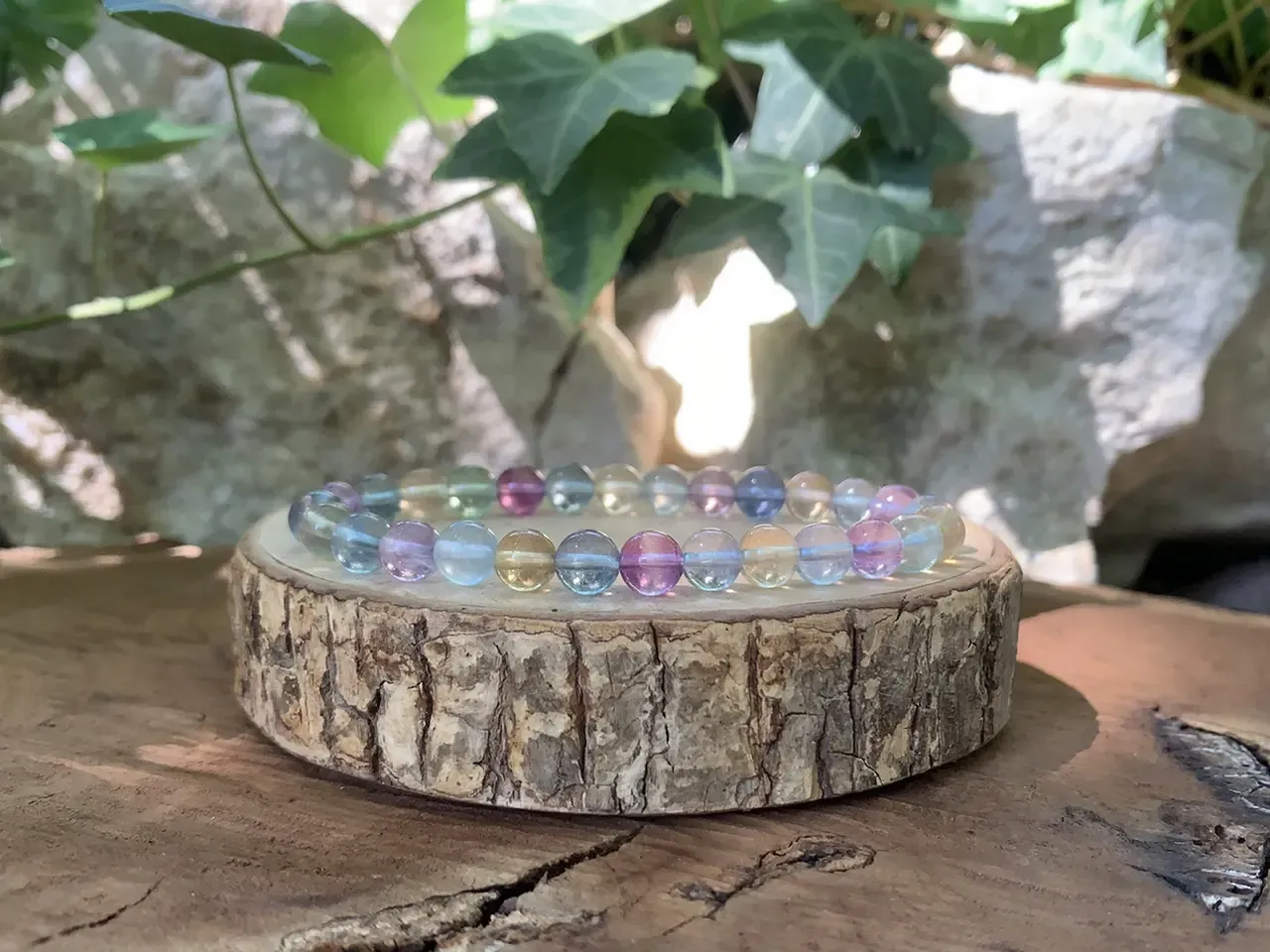 Bracelet Fluorite multicolore naturelle AAA — Chine