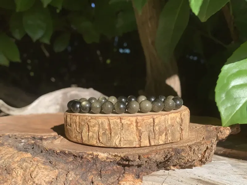 Bracelet Obsidienne dorée naturelle AA — Mexique