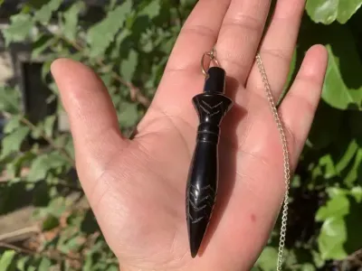Pendule de Thot Obsidienne Noire Naturelle AA – Pendule Égyptien de Radiesthésie