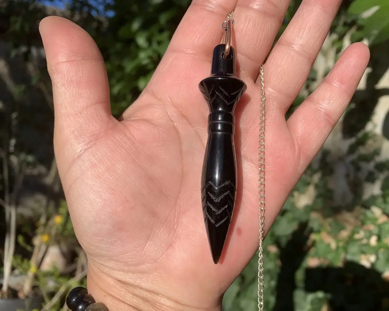 Pendule de Thot Obsidienne Noire Naturelle AA – Pendule Égyptien de Radiesthésie