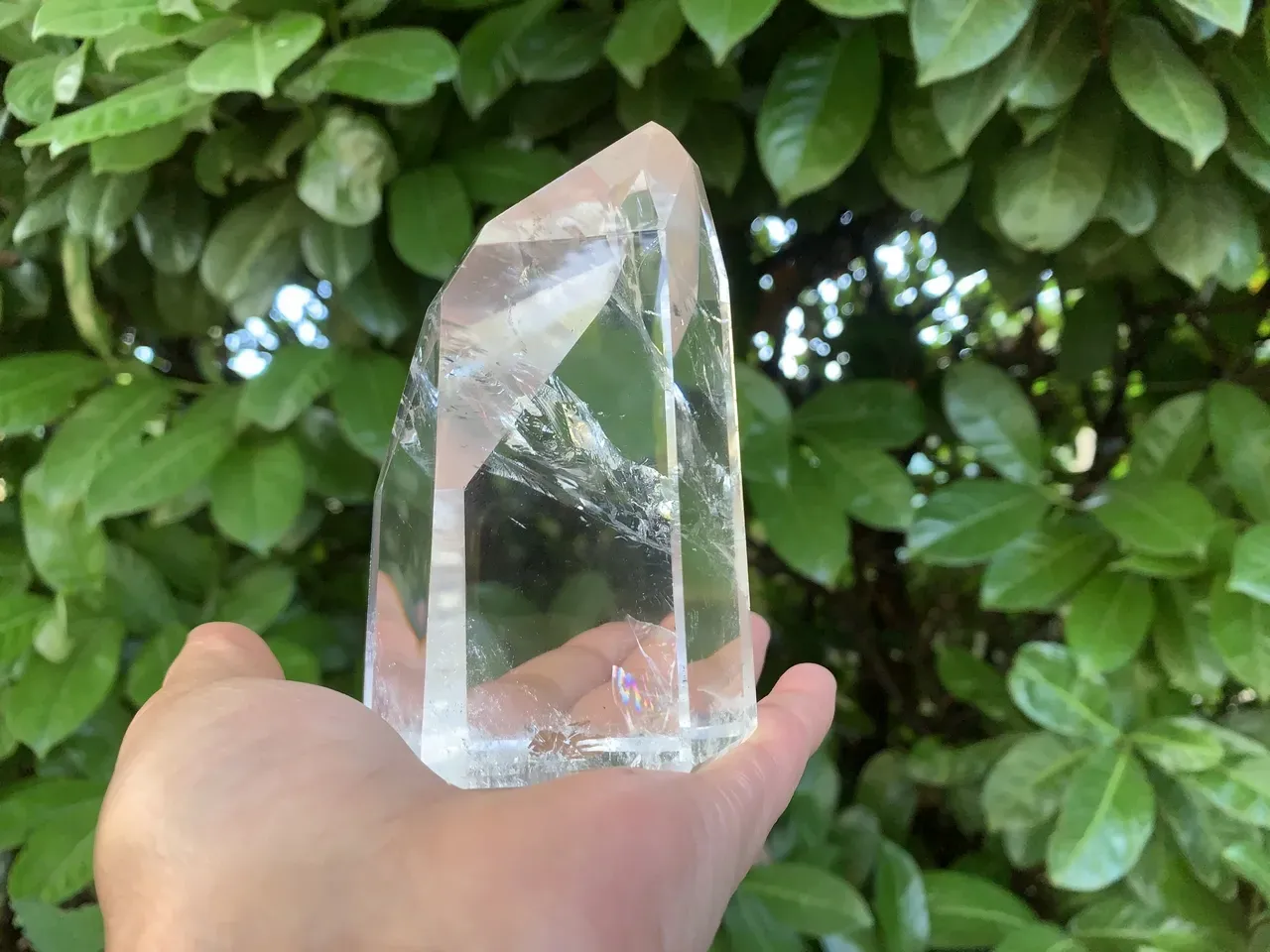 Quartz hyalin naturel — pointe translucide — Brésil