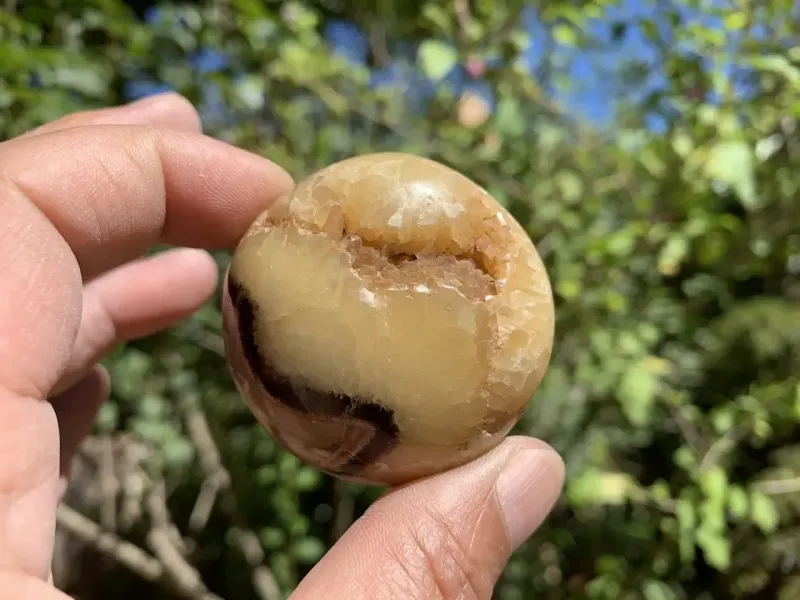 Septaria naturelle — galet cristallisé — Madagascar