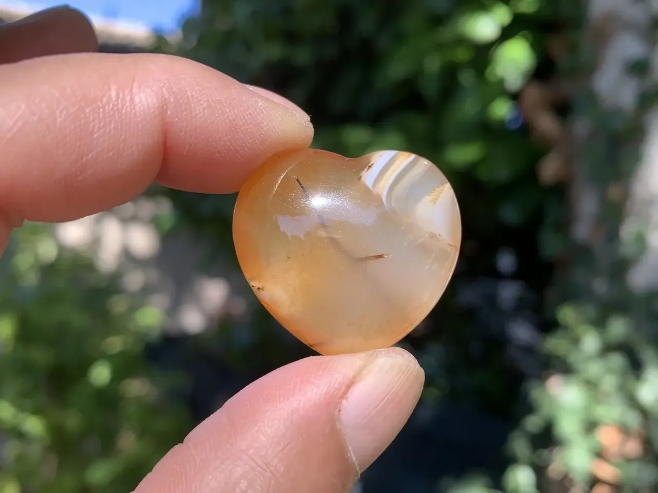 Cœur Cornaline rubanée naturelle — pièce unique