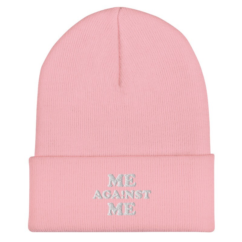 Me Against Me Cuffed Beanie with White text