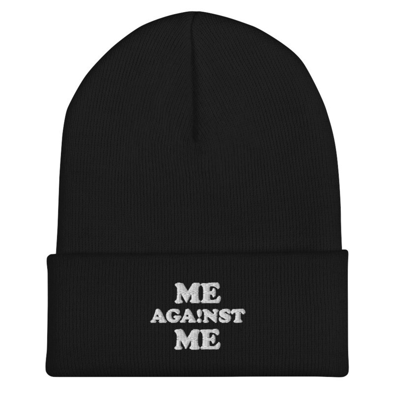 Me Against Me Cuffed Beanie with White text