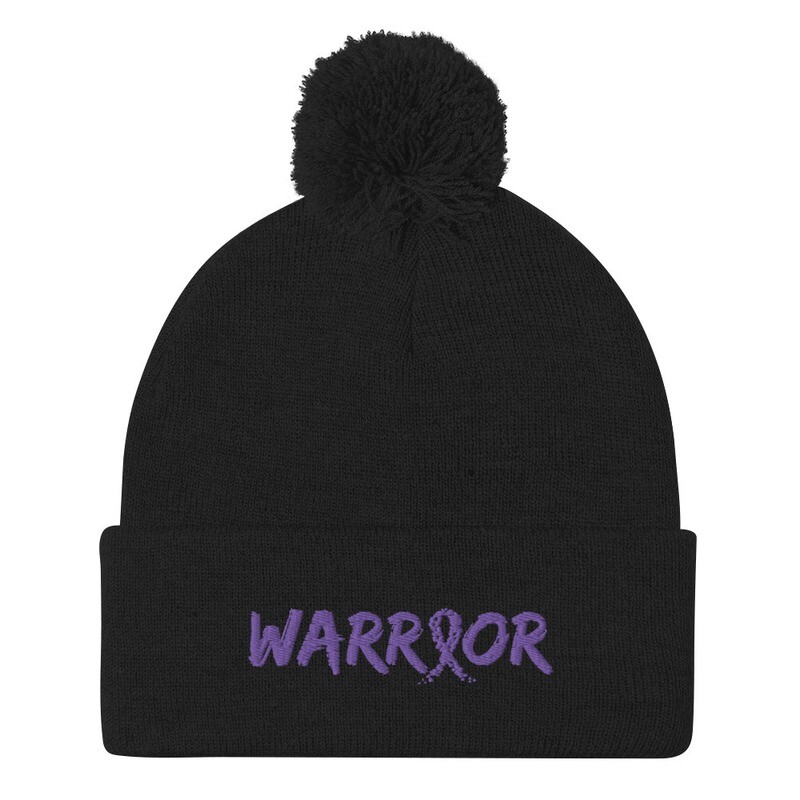 Warrior with Purple Ribbon Pom-Pom Beanie by the Fritz