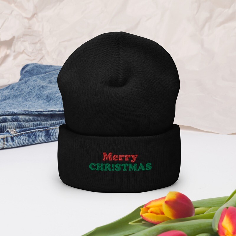 Merry Chr!stmas Cuffed Beanie by the Fritz