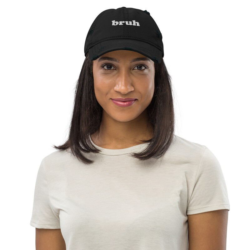 bruh Distressed Dad Hat