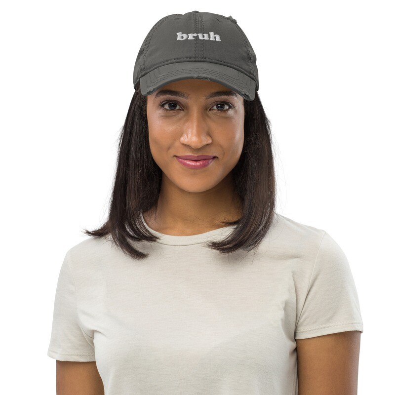 bruh Distressed Dad Hat
