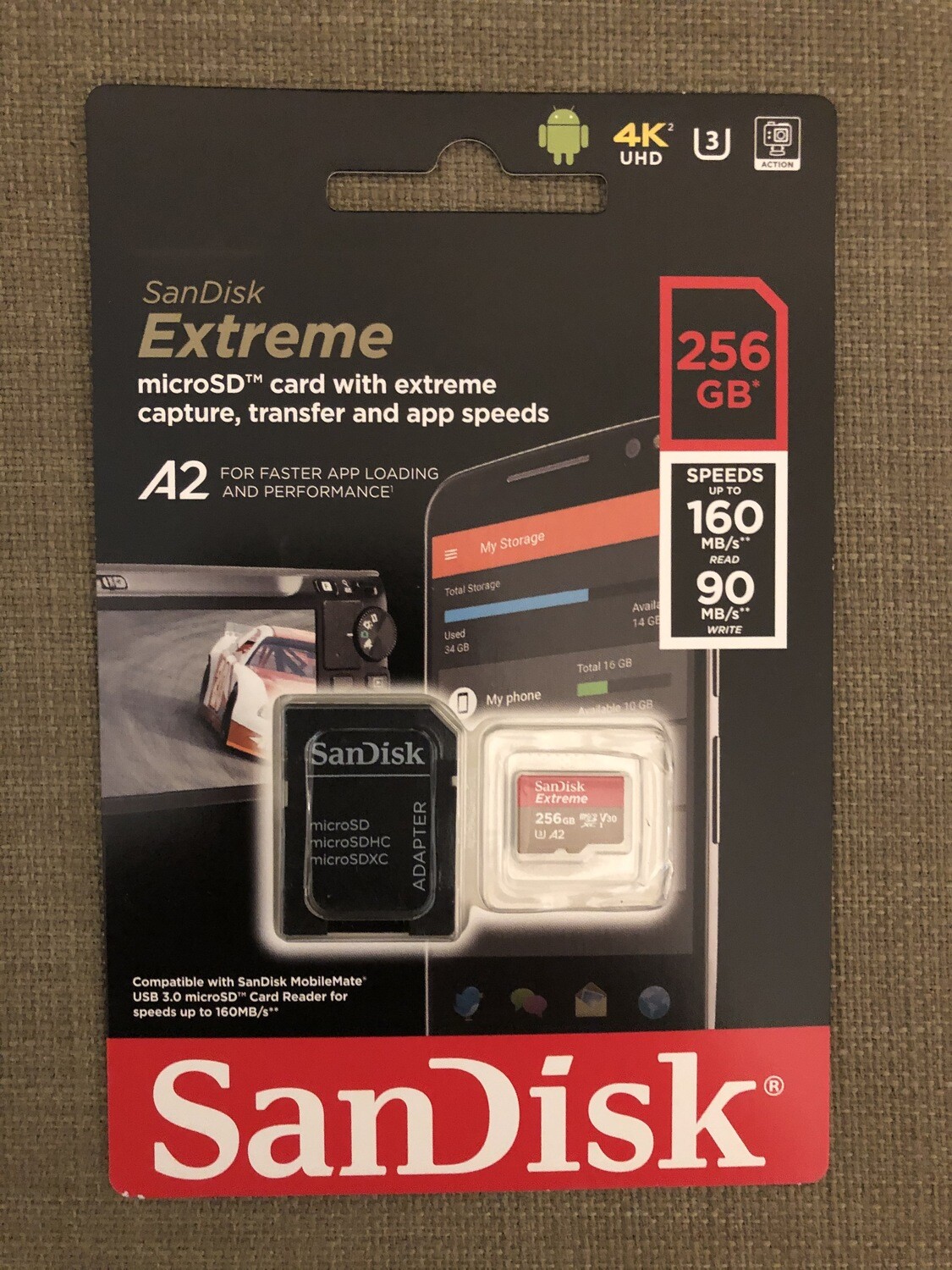 SANDISK 256GB EXTREME MICROSD CARD WITH ADAPTER