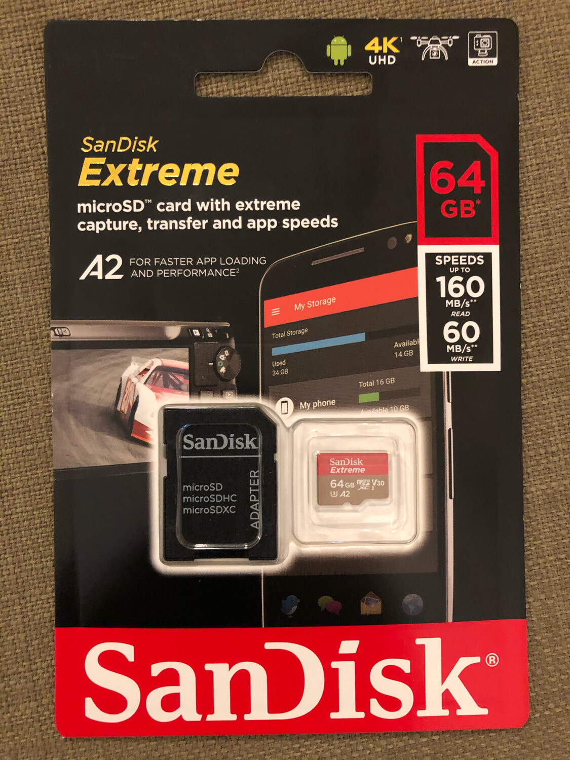 SanDisk 64GB Extreme UHS-I microSDXC Memory Card with SD Adapter