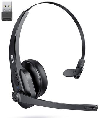 TAOTRONICS WIRELESS HEADSET WITH MICROPHONE, MUTE BUTTON, NOISE CANCELLING MIC
