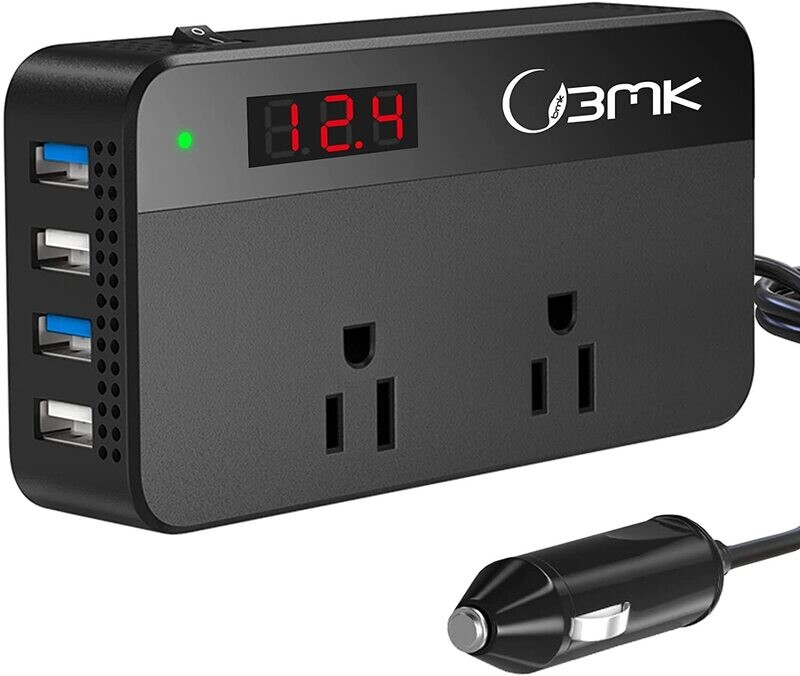 BMK 200W CAR POWER INVERTER DC 12V TO 110V AC CAR INVERTER 4 USB PORTS CHARGER ADAPTER