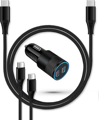 Super-Fast Car Charger for Samsung Galaxy, 60w Dual-Port USB-C Car Charger Type C - NEW
