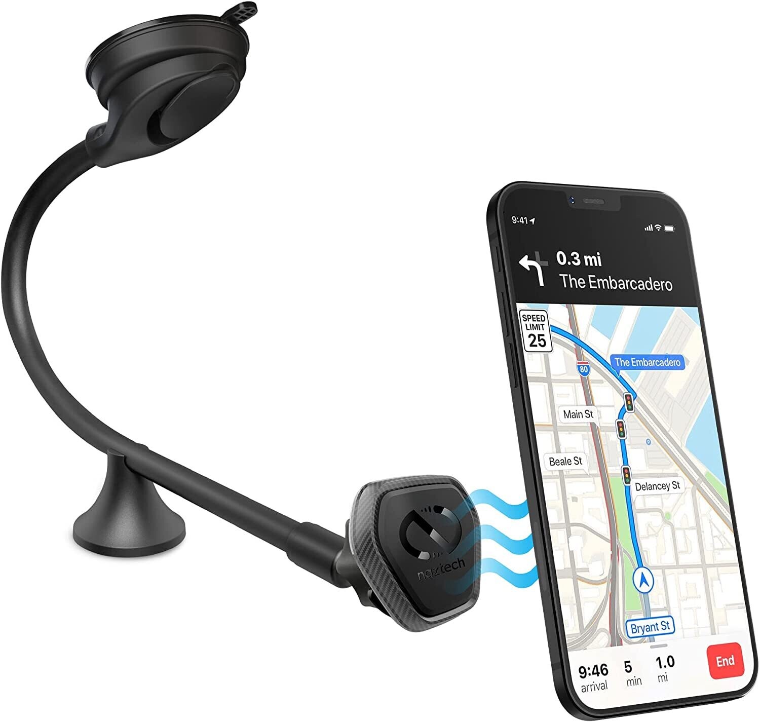 Naztech MagBuddy Elite Windshield XL Car Phone Mount Holder [Hands Free]