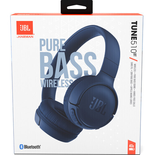 JBL Tune 510BT Wireless On-Ear Headphones (Black/Blue)