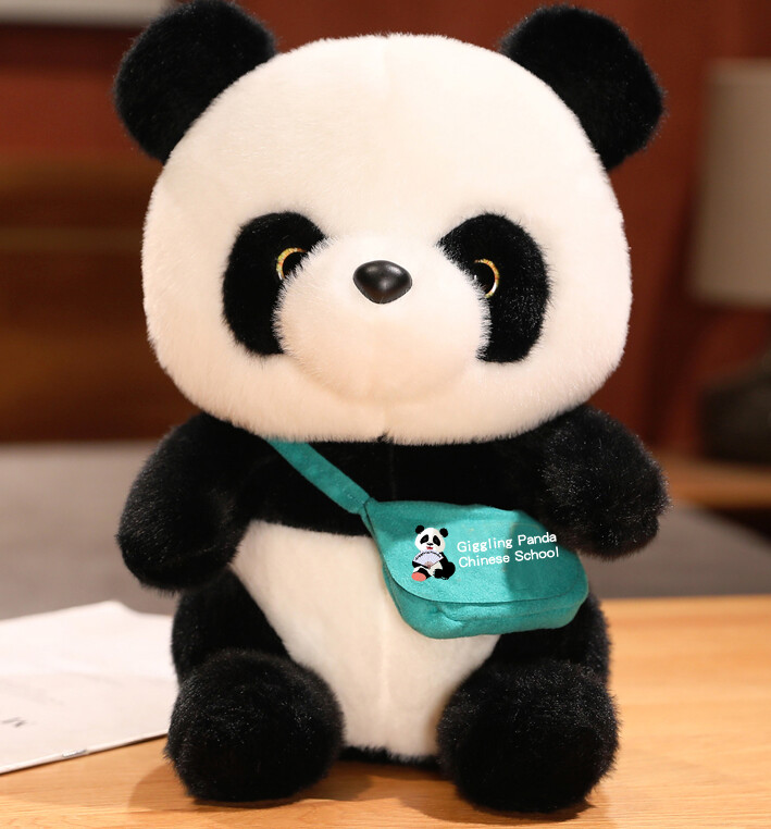 Giggling Panda soft toy with bag