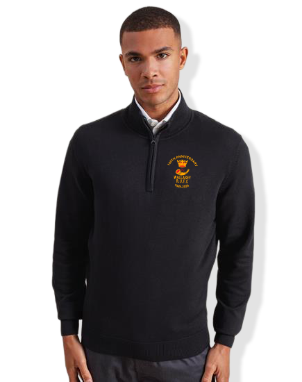 Adult Black Wallasey RUFC 1/4 Zip Knitted Sweater