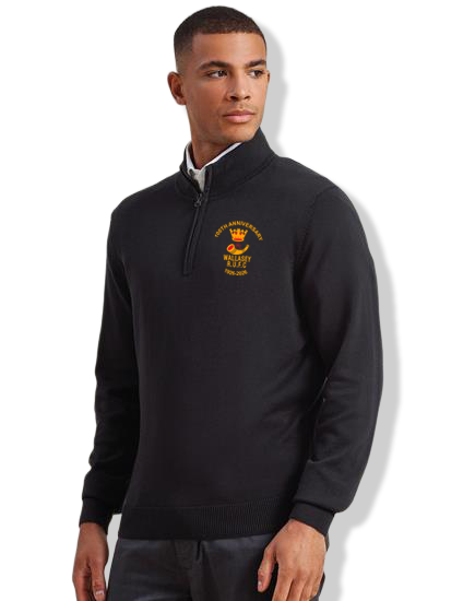 Adult Black Wallasey RUFC 1/4 Zip Knitted Sweater