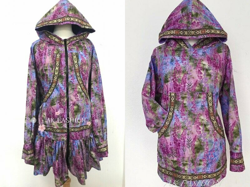 kuspuk Purple fireweed kuspuk women kuspuk