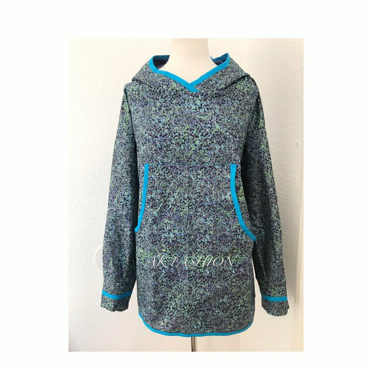 Metallic vines navy women kuspuk adult kuspuk