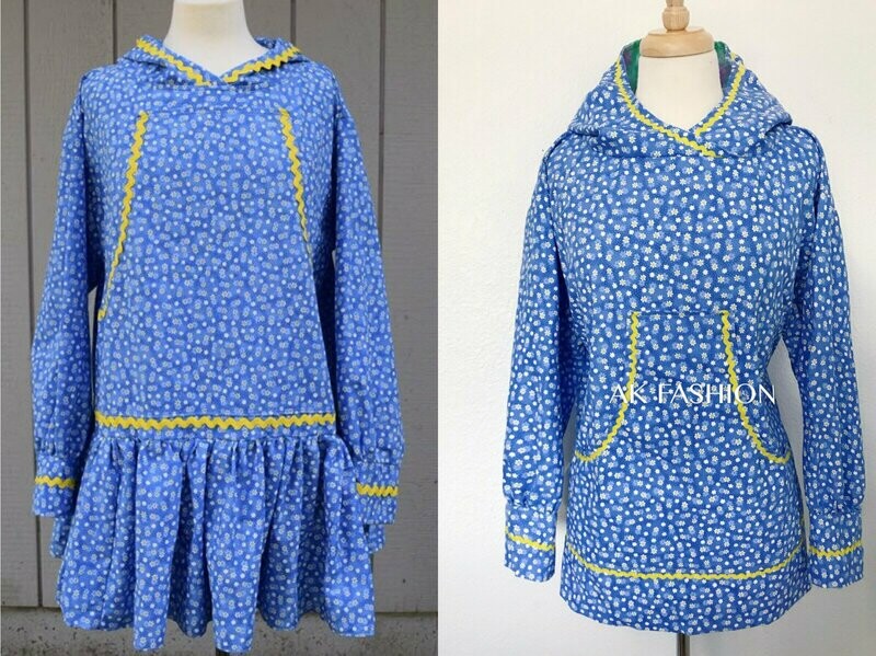 Women kuspuk adult kuspuk Blue Flower 