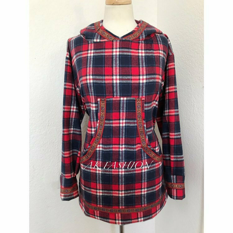 Flannel Red Check women kuspuk /sweatshirt /sweater