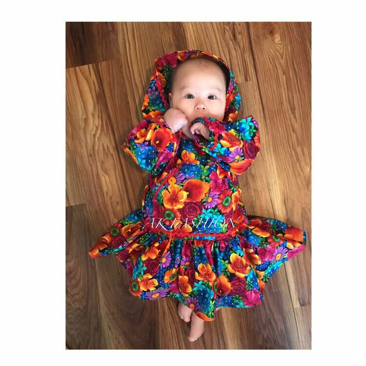 Children&#39;s Kuspuk mixed floral multi Kuspuk girl kuspuk Red