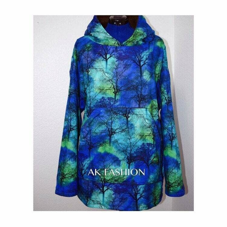 Men/women kuspuk Timeless Treasures Northern Lights Trees kuspuk