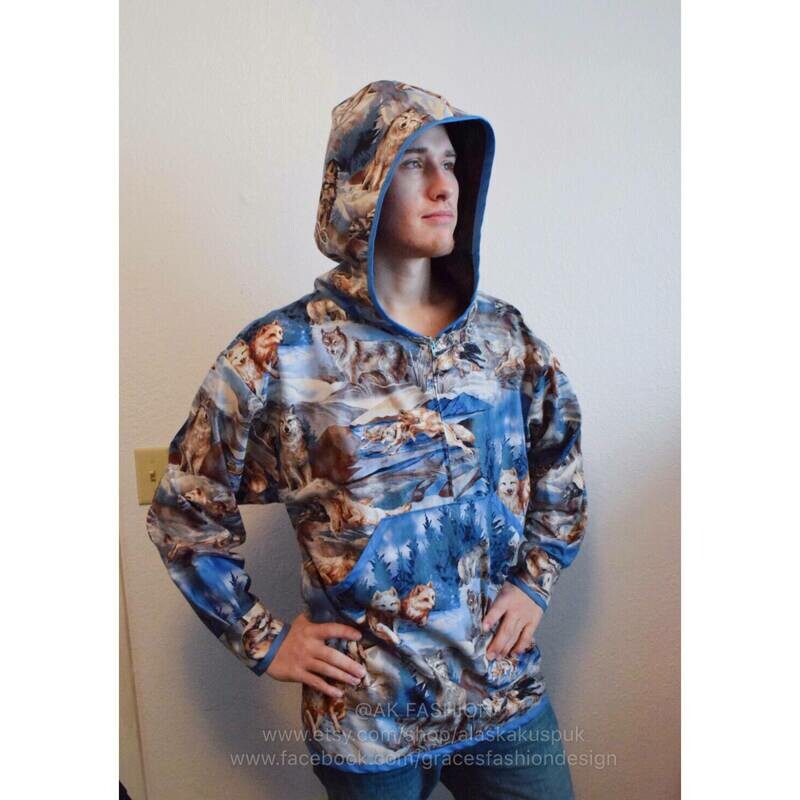 Men Kuspuk wolf Kuspuk Jacket alaska native Kuspuk kuspuks wild  wolf