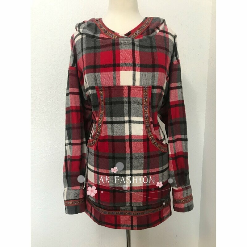 Red Plaid  women kuspuk /sweatshirt /sweater