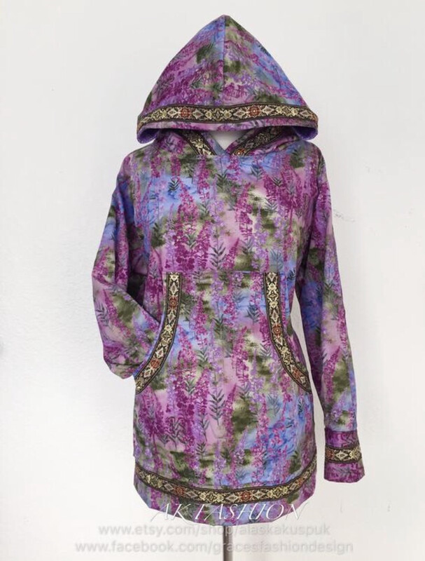 kuspuk Purple fireweed kuspuk women kuspuk