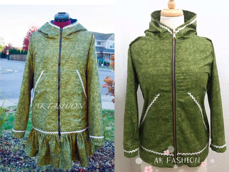 Green women kuspuk adult kuspuk simple kuspuk distressed green
