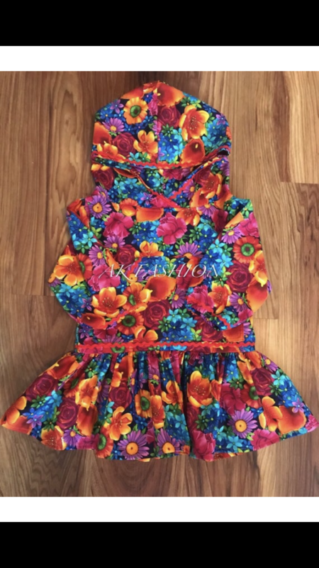 Children's Kuspuk mixed floral multi Kuspuk girl kuspuk Red