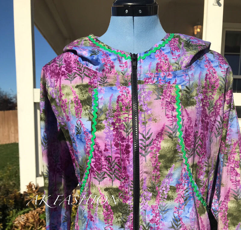 kuspuk Purple fireweed kuspuk With Green Ribbon women kuspuk