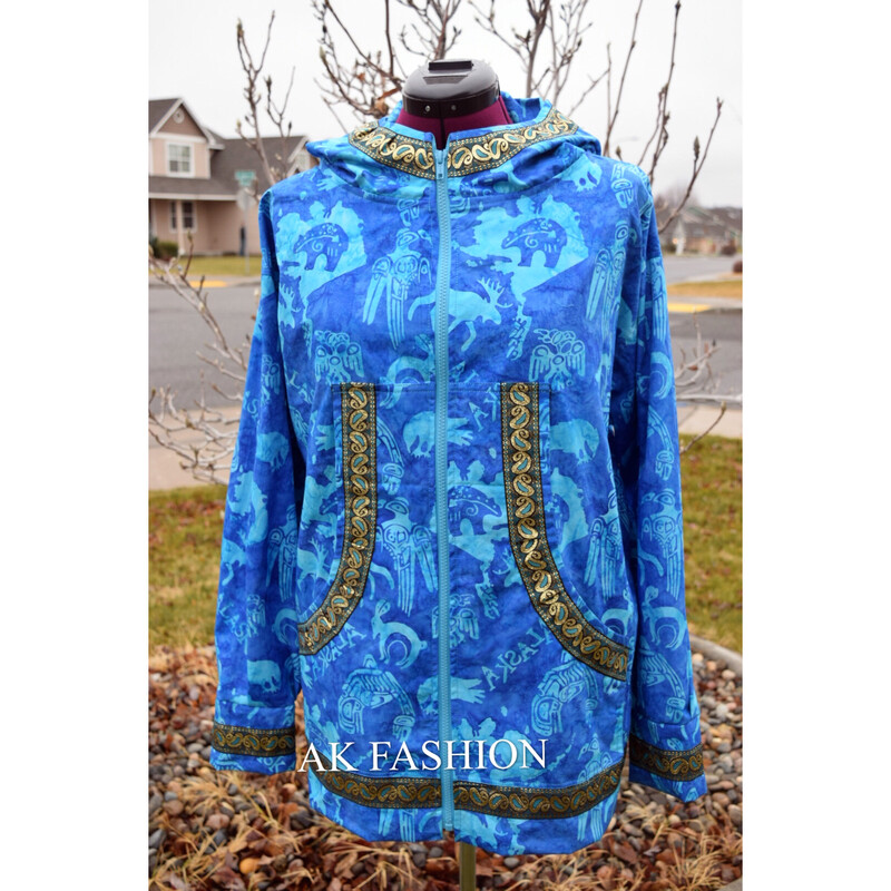 men/women kuspuk Bear  Kuspuk jacket adult kuspuk Alaska Blue Bear Moose And Eagle Kuspuk 