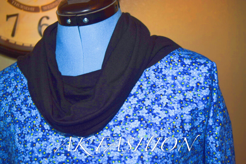 forgot me or not flower Women kuspuk adult kuspuk alaska kuspuk cowl neck with knit sleeves