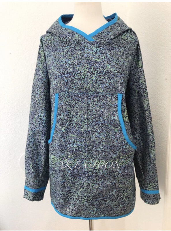 Metallic vines navy women kuspuk adult kuspuk