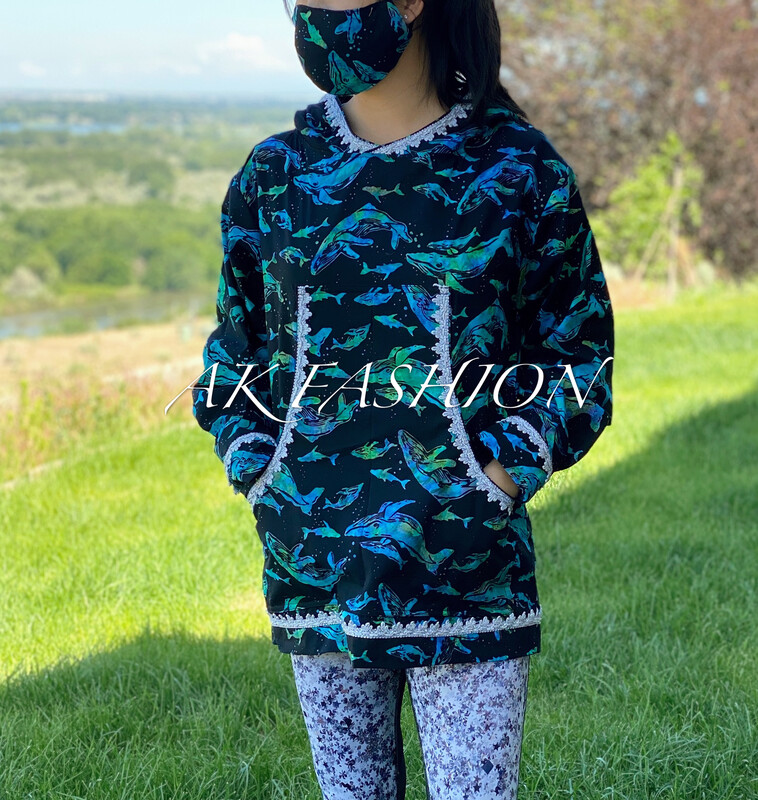 Whale And Flower Trim Women Kuspuk 
