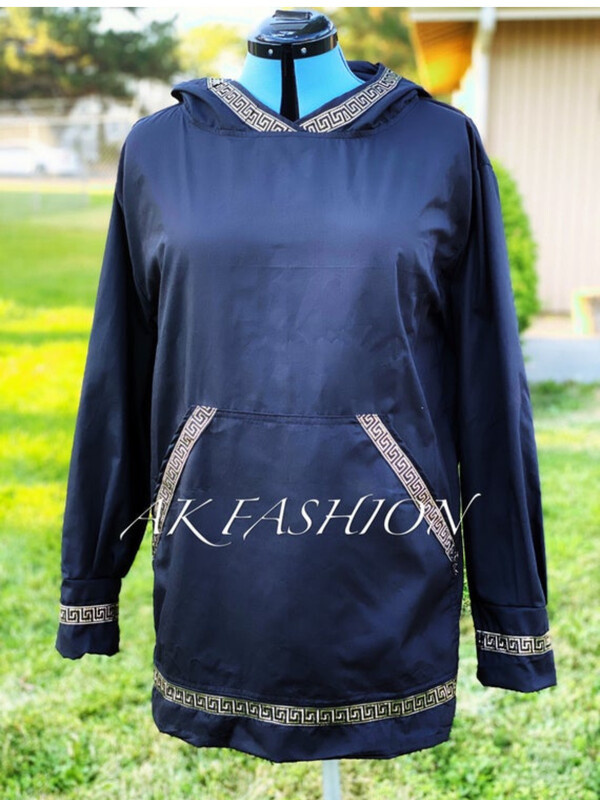 Men's kuspuk jacket kuspuk black with Gold Black Trim