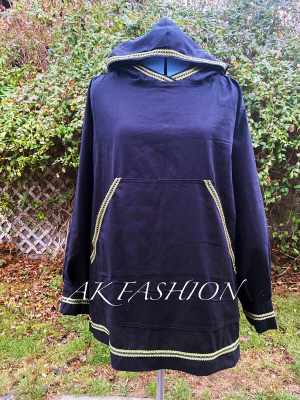 Men's kuspuk jacket kuspuk black with Gold trim