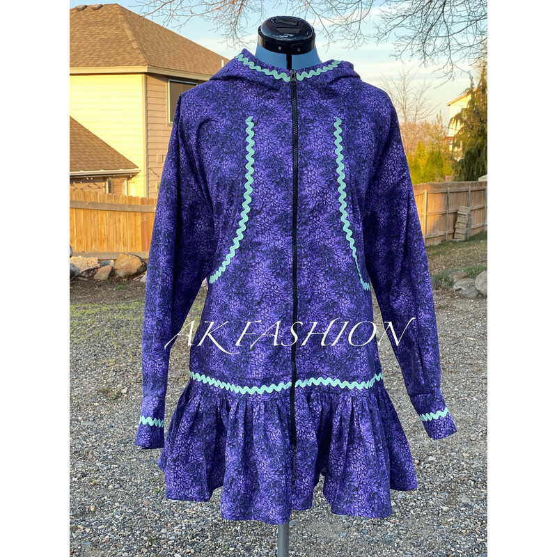 Purple Flowers Custom made /made to order women kuspuk