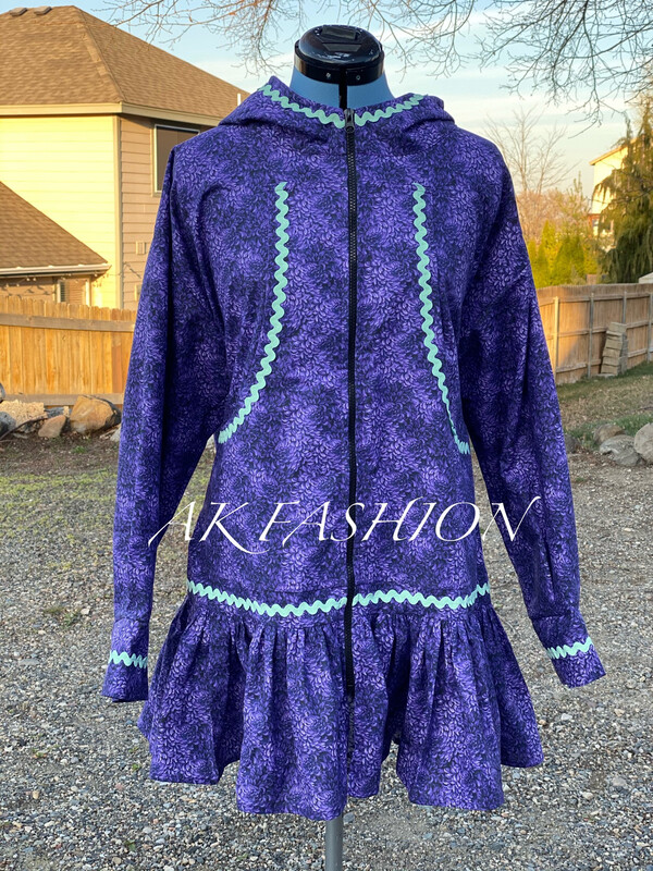 Purple Flowers Custom made /made to order women kuspuk