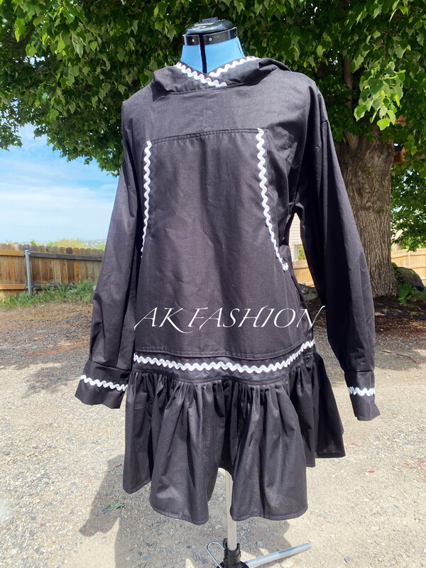 Women/men kuspuk adult black kuspuk alaska kuspuk dress/jacket