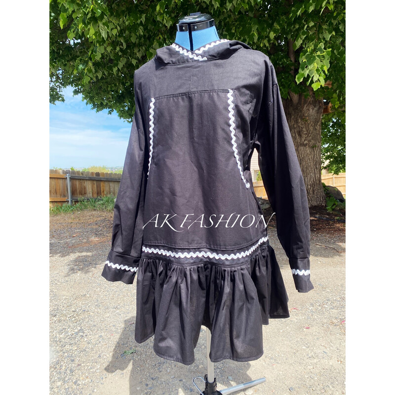 Women/men kuspuk adult black kuspuk alaska kuspuk dress/jacket