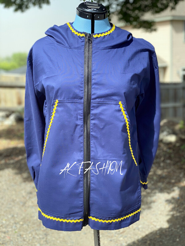 Solid Blue With Yellow women/men kuspuk adult kuspuk alaska kuspuk