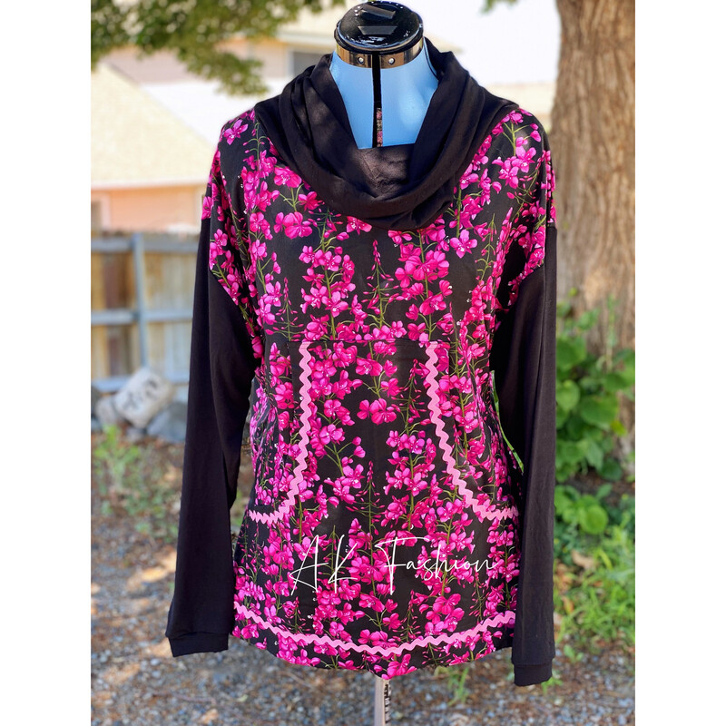 Pink Fireweed Women kuspuk adult kuspuk alaska kuspuk cowl neck with knit sleeves