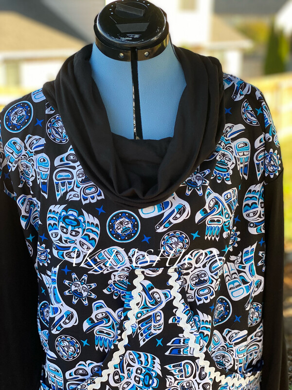 love birds Cowl Neck And Knit Sleeves women kuspuk
