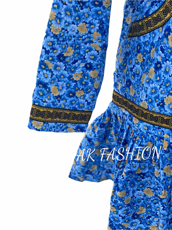 Women kuspuk blue flowers kuspuk